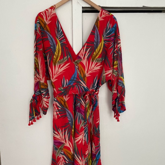 Red Carter Red Tropical Dress Size L - Picture 3 of 8